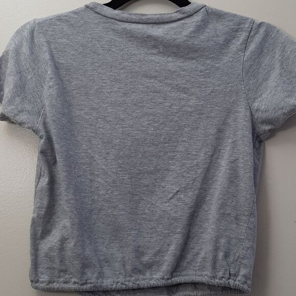On Fire Graphic Crop top Corded Waist Gray 100% Cotton  Size Small - Picture 4 of 9